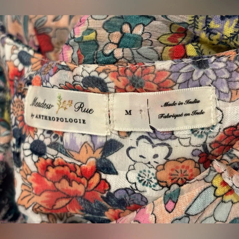 Anthropologie Meadow Rue Allerton Maxi Dress Floral Halter Buttons Ruffles Med - Picture 7 of 9